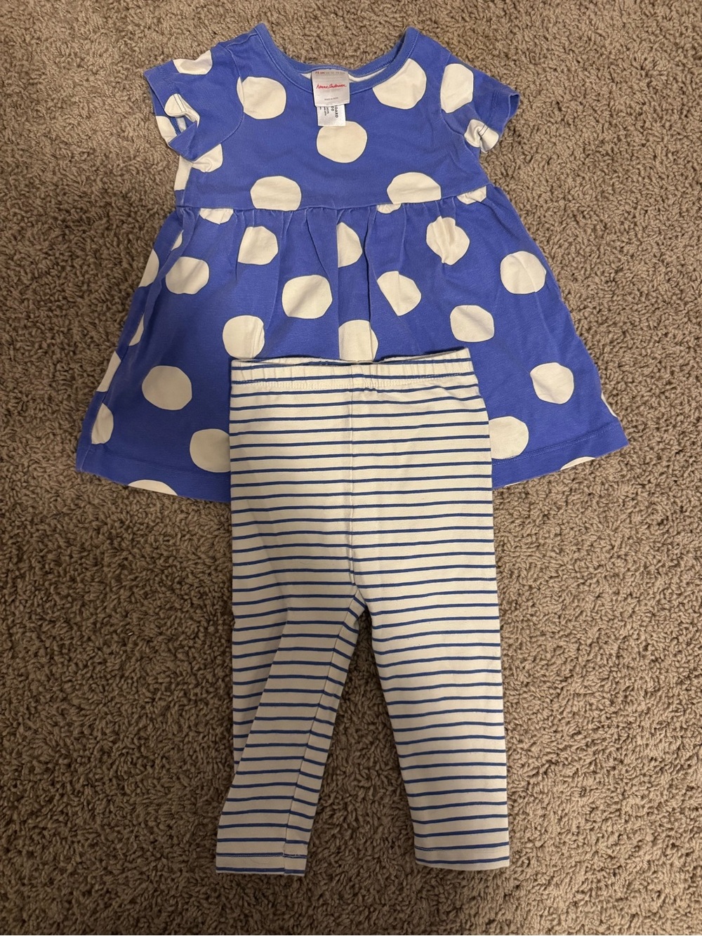 Hanna Andersson Royal Blue Polka Dot Tunic with White & Blue Striped Leggings
